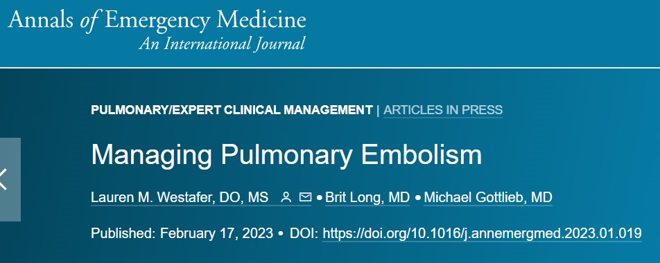 Лечение ТЭЛА (Annals of Emergency Medicine, февраль 2023) > MedElement