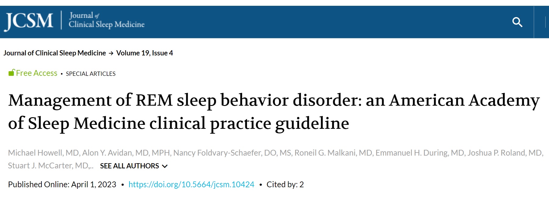Руководство по лечению расстройства поведения в REMфазе сна (Journal